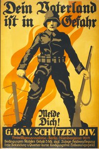 Poster alemão do recrutamento &39;sua pátria está no perigo, registo!&39; pub. Berlim c.1914-16